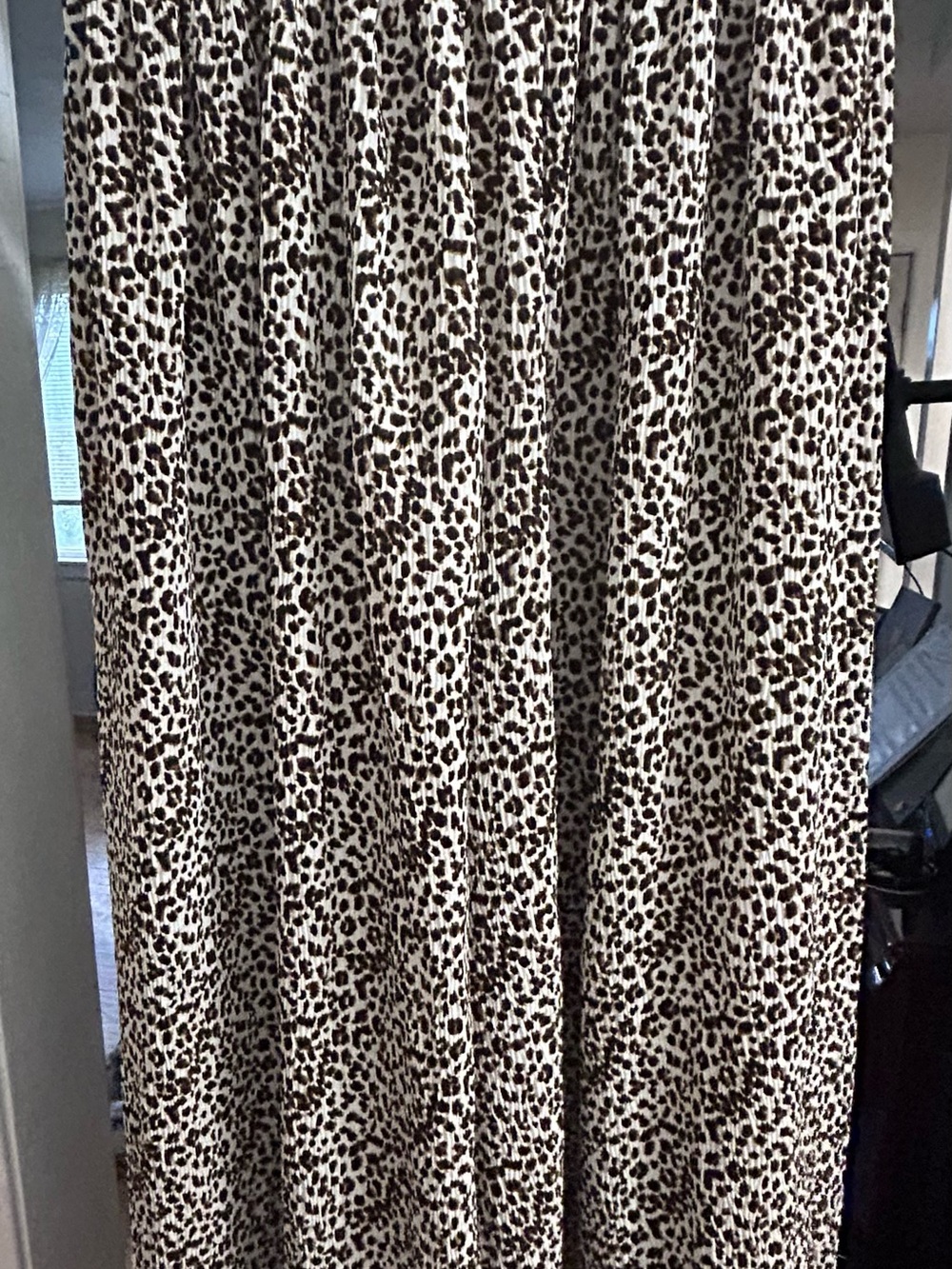 L'ATISTE Wide Leg Leopard Print Pants - Cream and Brown